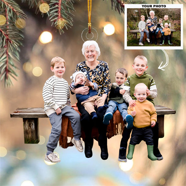 Blessed with Grandkids - Personalized Photo Mica Ornament - Christmas Gift For Family Members, Grandparents
