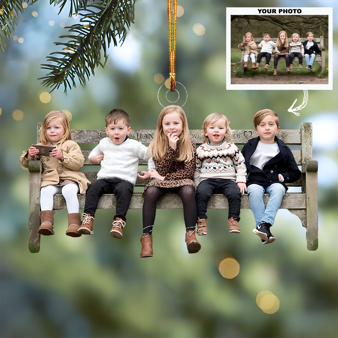 Blessed with Grandkids - Personalized Photo Mica Ornament - Christmas Gift For Family Members, Grandparents