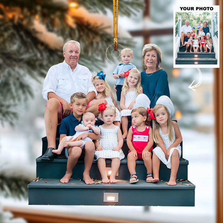 Blessed with Grandkids - Personalized Photo Mica Ornament - Christmas Gift For Family Members, Grandparents