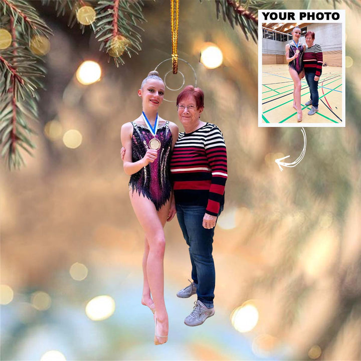 Gymnast Medal - Personalized Photo Mica Ornament - Christmas Gift For Kids, Family Members