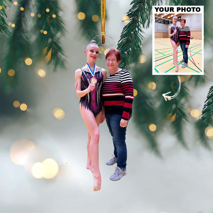 Gymnast Medal - Personalized Photo Mica Ornament - Christmas Gift For Kids, Family Members