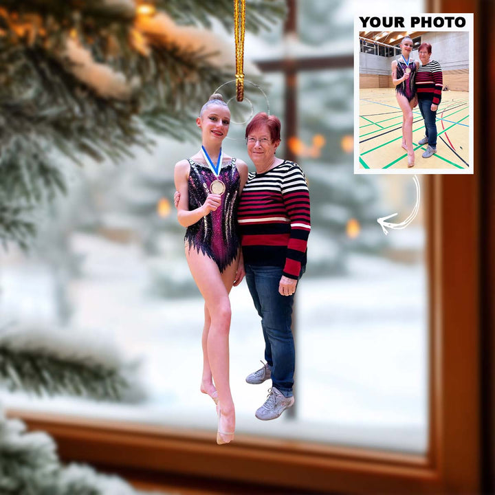 Gymnast Medal - Personalized Photo Mica Ornament - Christmas Gift For Kids, Family Members