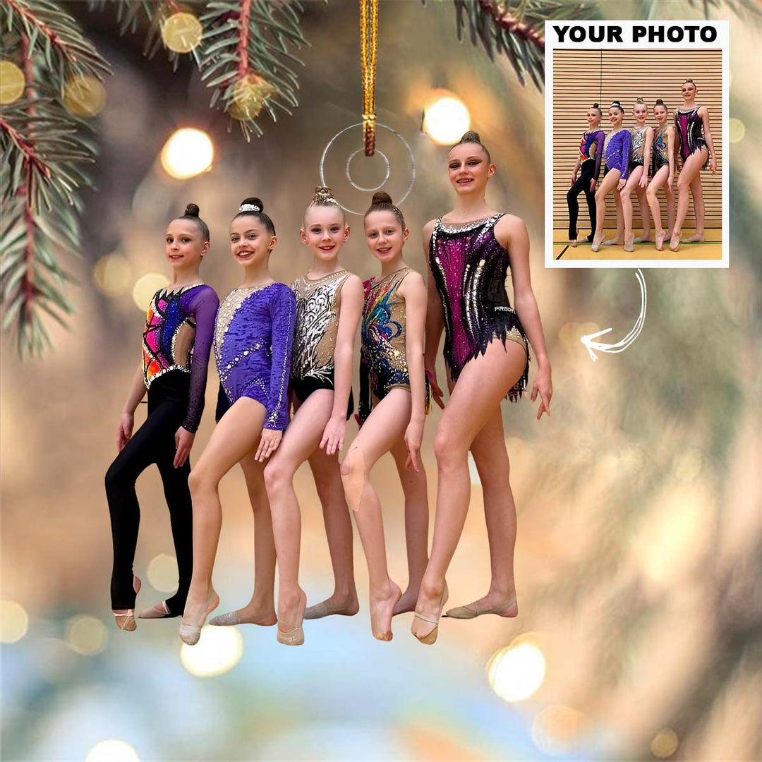 Rhythmic Team Sparkle - Personalized Photo Mica Ornament - Christmas Gift For Family Members, Kids, Gymnasts