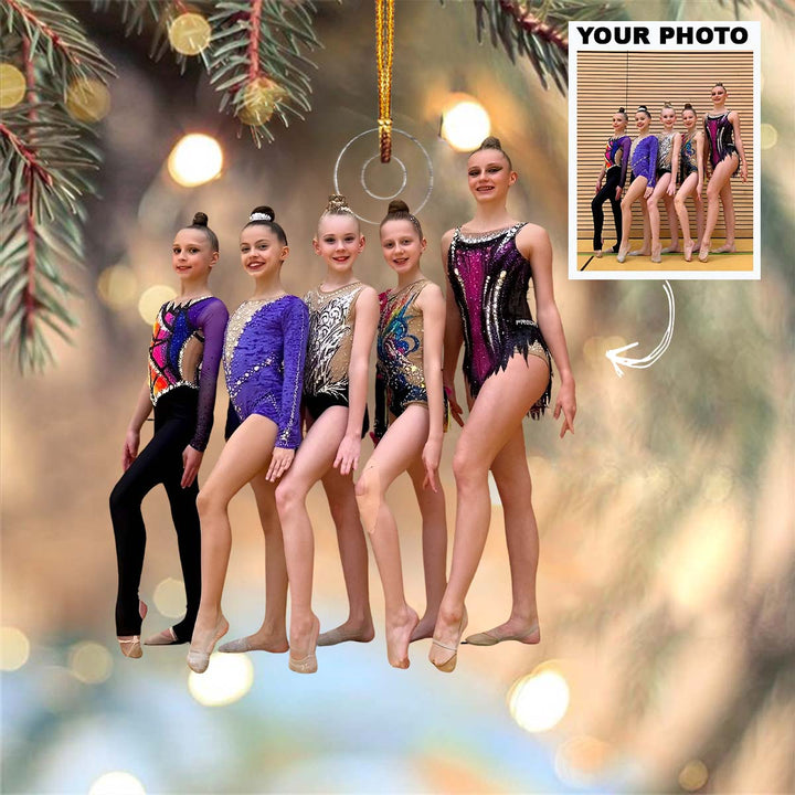 Rhythmic Team Sparkle - Personalized Photo Mica Ornament - Christmas Gift For Family Members, Kids, Gymnasts