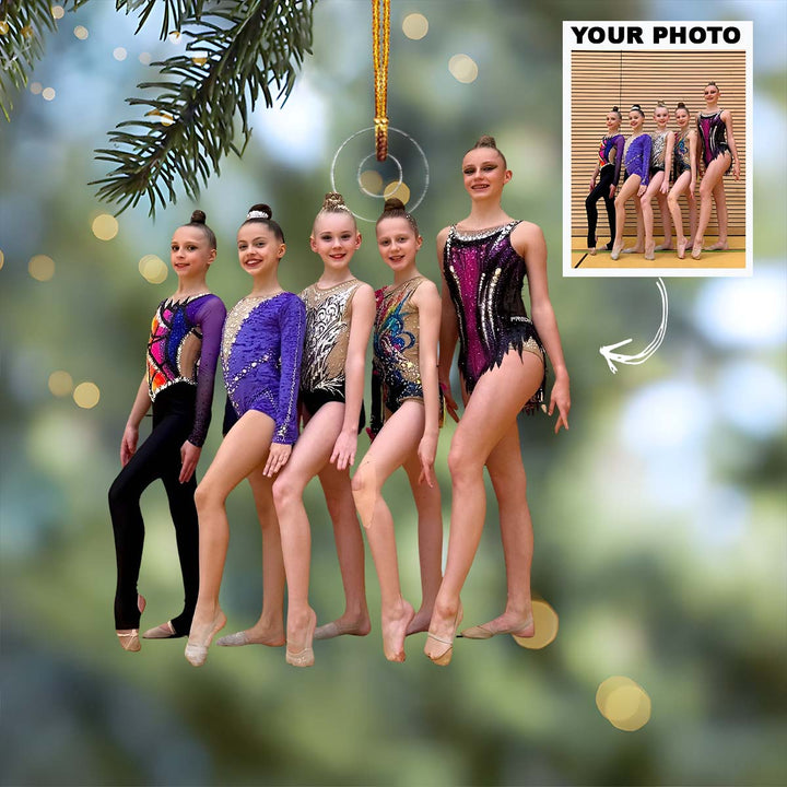Rhythmic Team Sparkle - Personalized Photo Mica Ornament - Christmas Gift For Family Members, Kids, Gymnasts