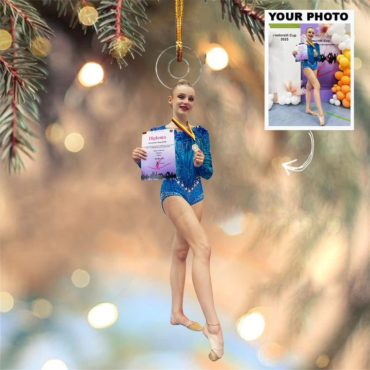 Victory Diploma Pose - Personalized Photo Mica Ornament - Christmas Gift For Family Members, Kids, Gymnasts