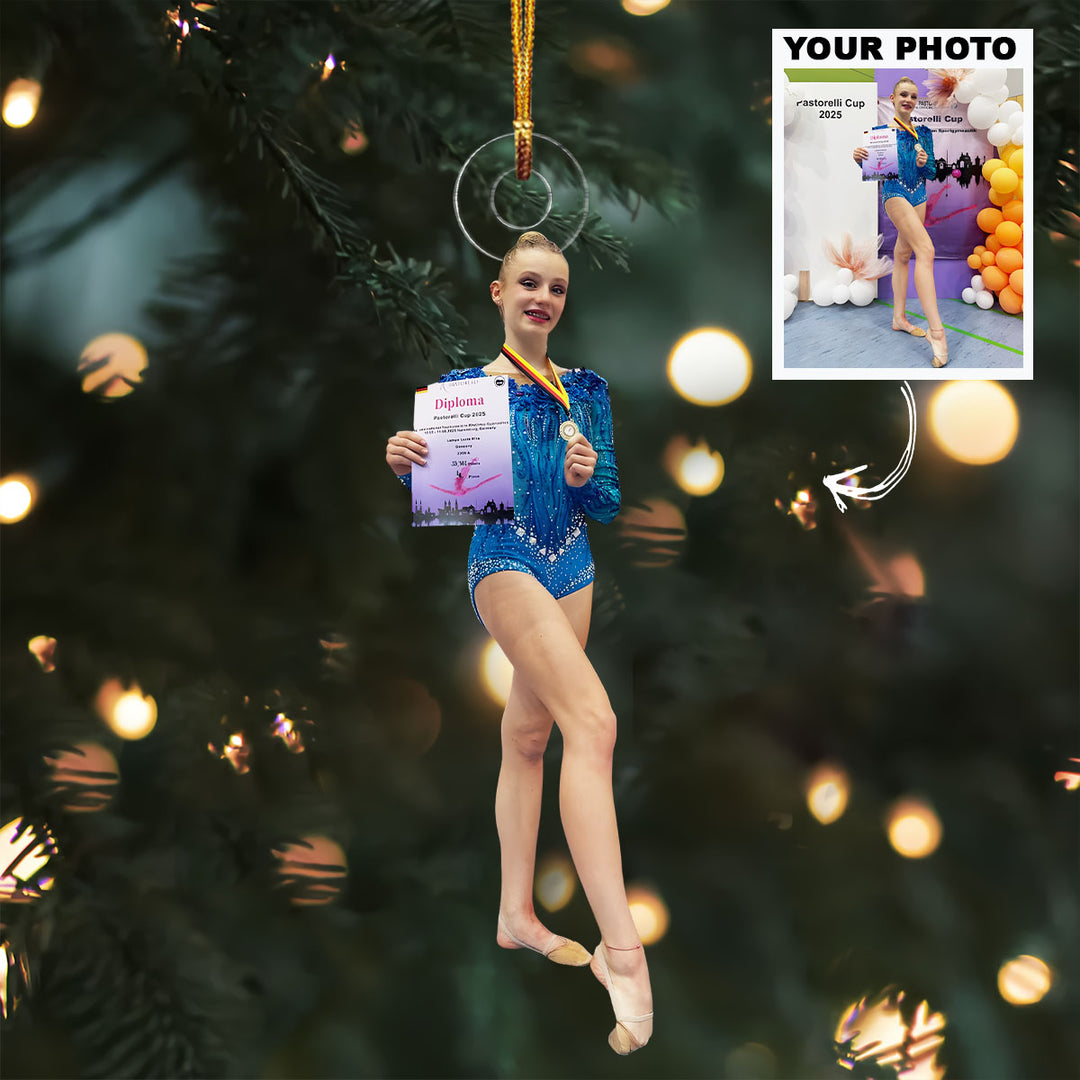 Victory Diploma Pose - Personalized Photo Mica Ornament - Christmas Gift For Family Members, Kids, Gymnasts
