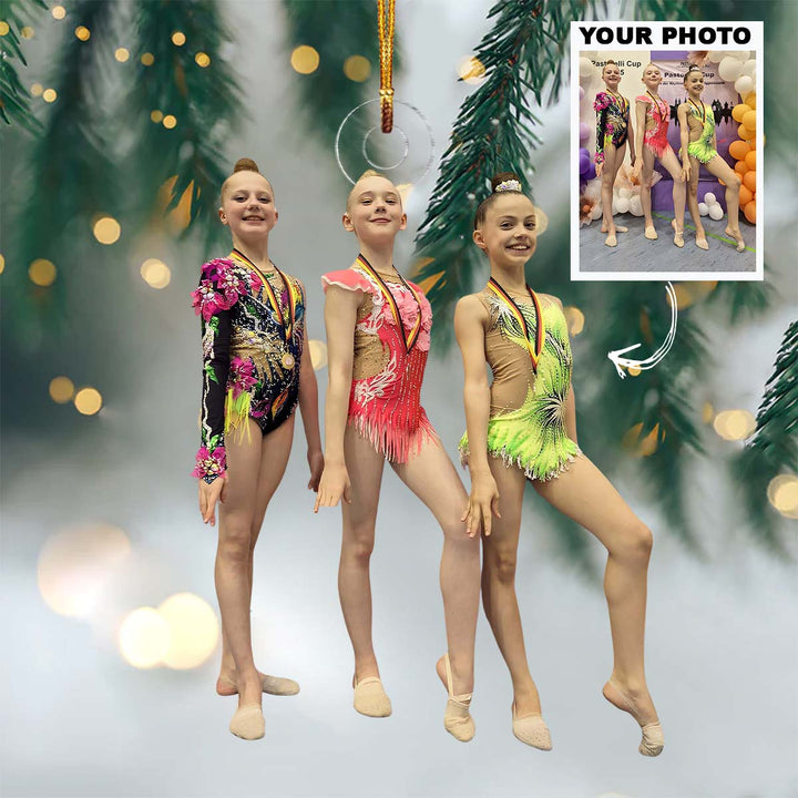 Trio Medal Winners - Personalized Photo Mica Ornament - Christmas Gift For Family Members, Kids, Gymnasts
