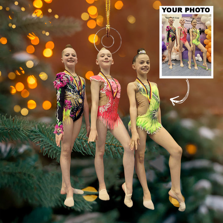 Trio Medal Winners - Personalized Photo Mica Ornament - Christmas Gift For Family Members, Kids, Gymnasts