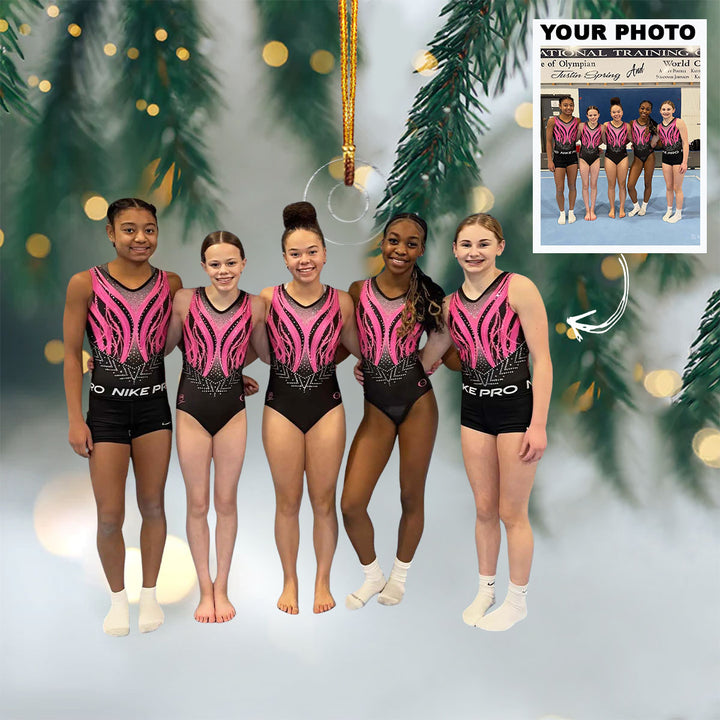Pink Power Squad - Personalized Photo Mica Ornament - Christmas Gift For Family Members, Kids, Gymnasts