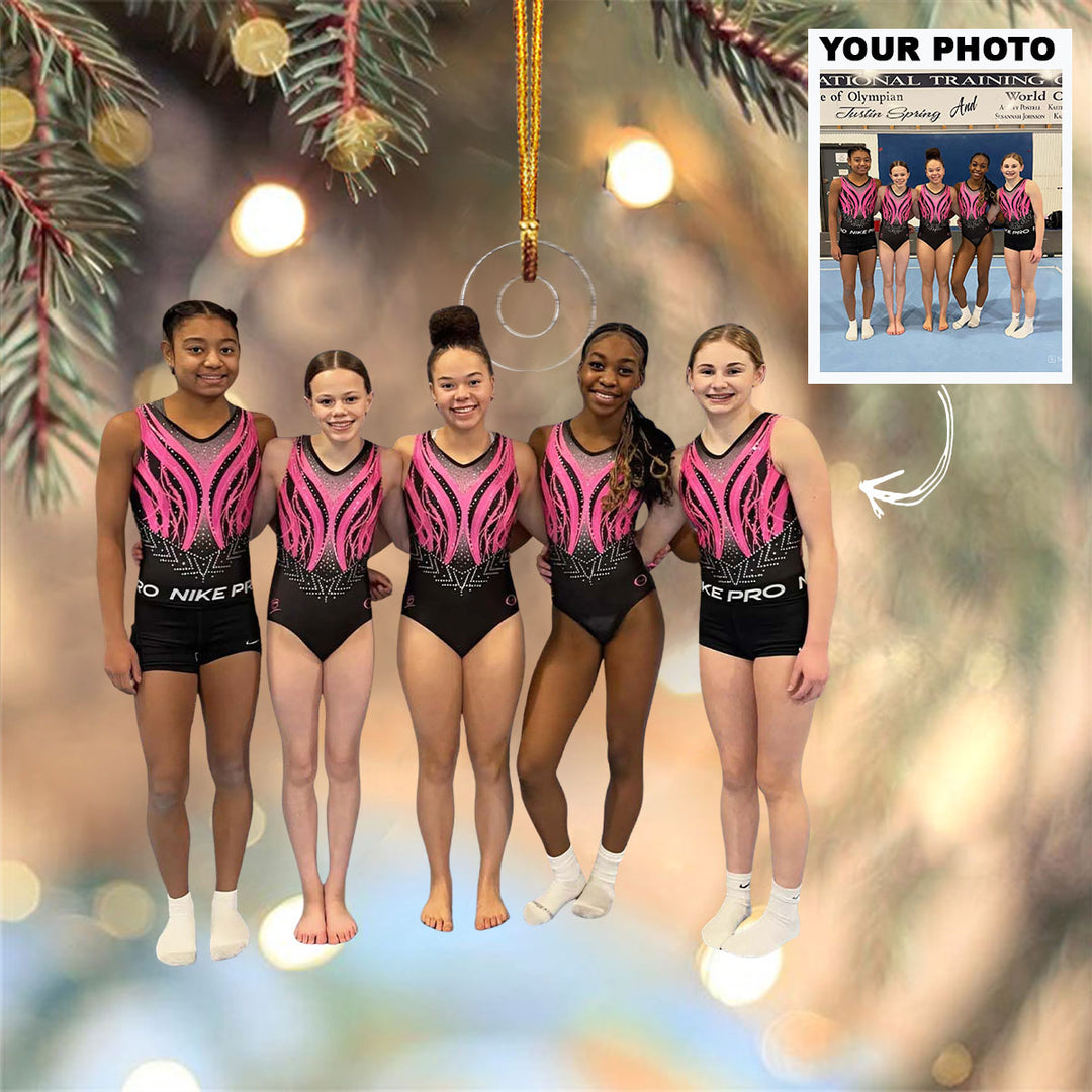 Pink Power Squad - Personalized Photo Mica Ornament - Christmas Gift For Family Members, Kids, Gymnasts