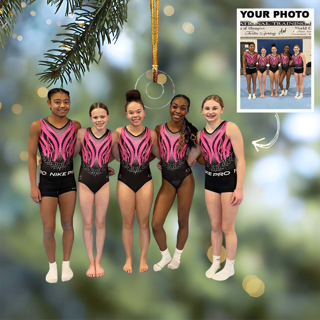 Pink Power Squad - Personalized Photo Mica Ornament - Christmas Gift For Family Members, Kids, Gymnasts
