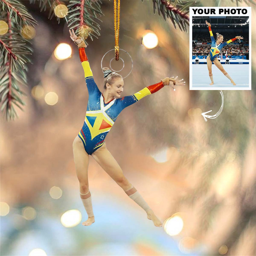 Dynamic Star - Personalized Photo Mica Ornament - Christmas Gift For Family Members, Kids, Gymnasts