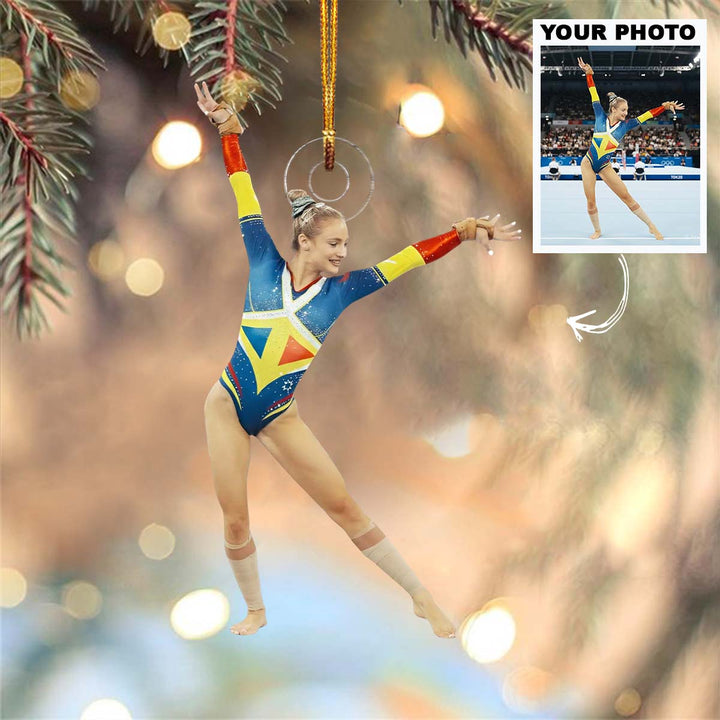 Dynamic Star - Personalized Photo Mica Ornament - Christmas Gift For Family Members, Kids, Gymnasts