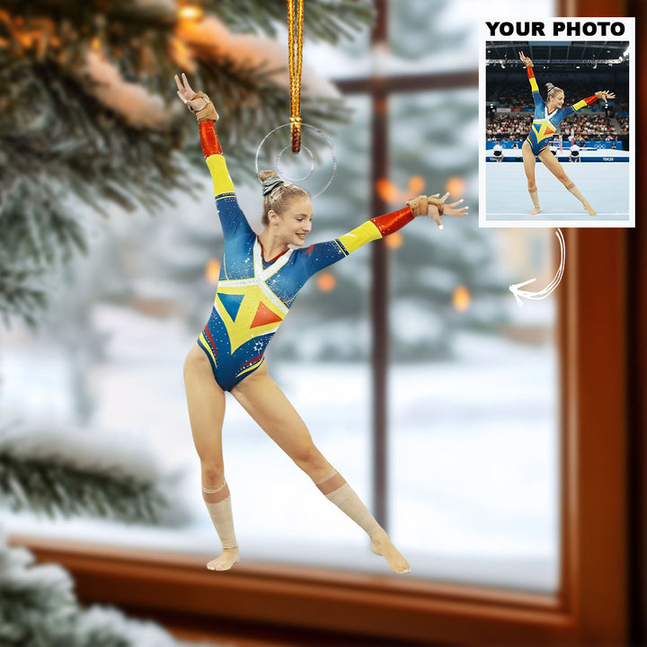 Dynamic Star - Personalized Photo Mica Ornament - Christmas Gift For Family Members, Kids, Gymnasts