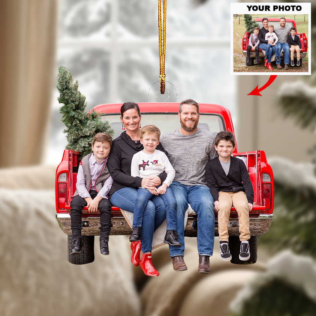 Truck Full of Love - Personalized Photo Mica Ornament - Christmas Gift For Family Members