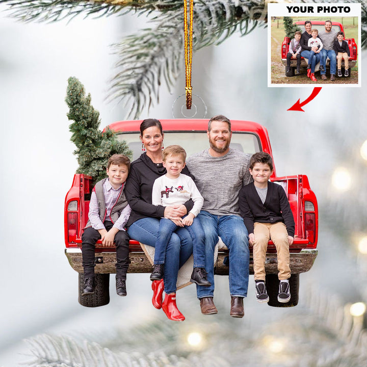 Truck Full of Love - Personalized Photo Mica Ornament - Christmas Gift For Family Members