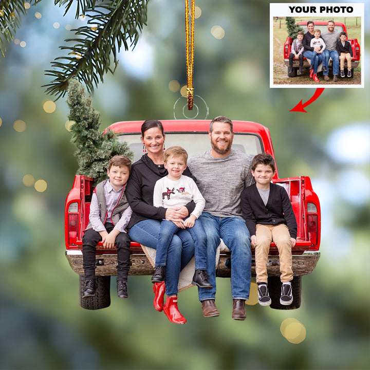 Truck Full of Love - Personalized Photo Mica Ornament - Christmas Gift For Family Members