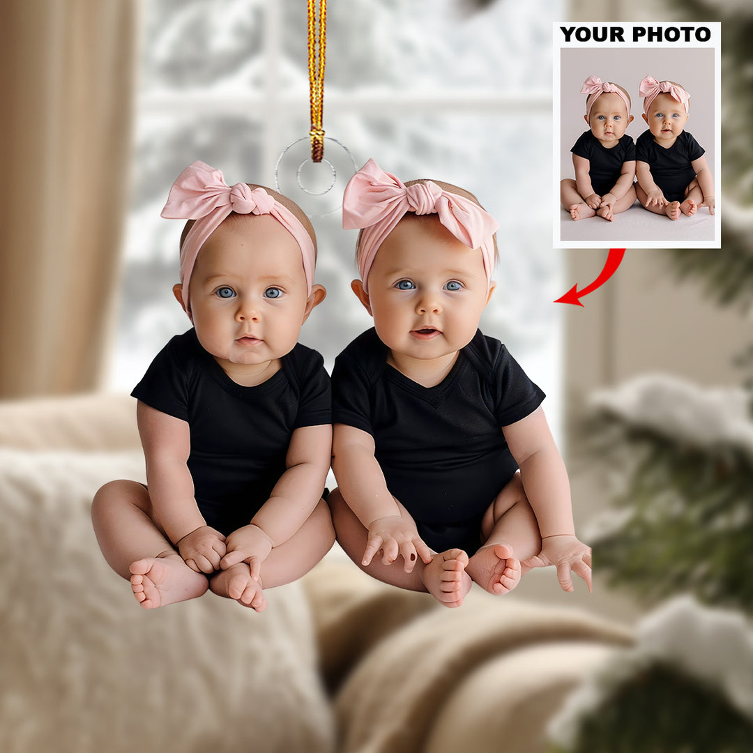 Twice The Joy - Personalized Photo Mica Ornament - Christmas Gift For Family Member, New Mom, New Dad