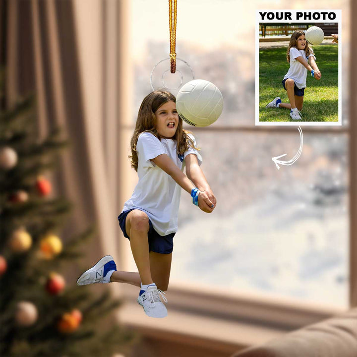 Spike With Heart - Personalized Photo Mica Ornament - Christmas Gift For Volleyball Lovers