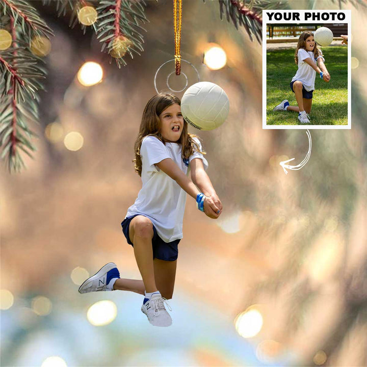 Spike With Heart - Personalized Photo Mica Ornament - Christmas Gift For Volleyball Lovers