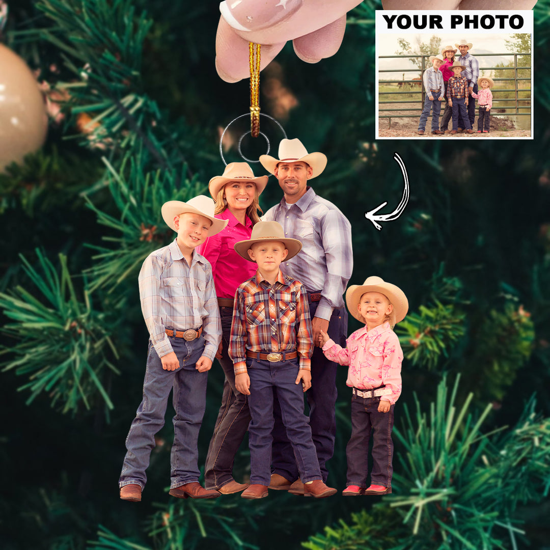 Wild West Family - Personalized Photo Mica Ornament - Christmas Gift For Family Members