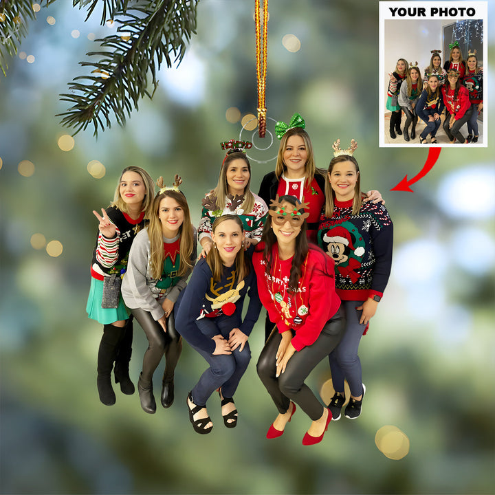 Cherished Family Xmas - Personalized Photo Mica Ornament - Christmas Gift For Family Members