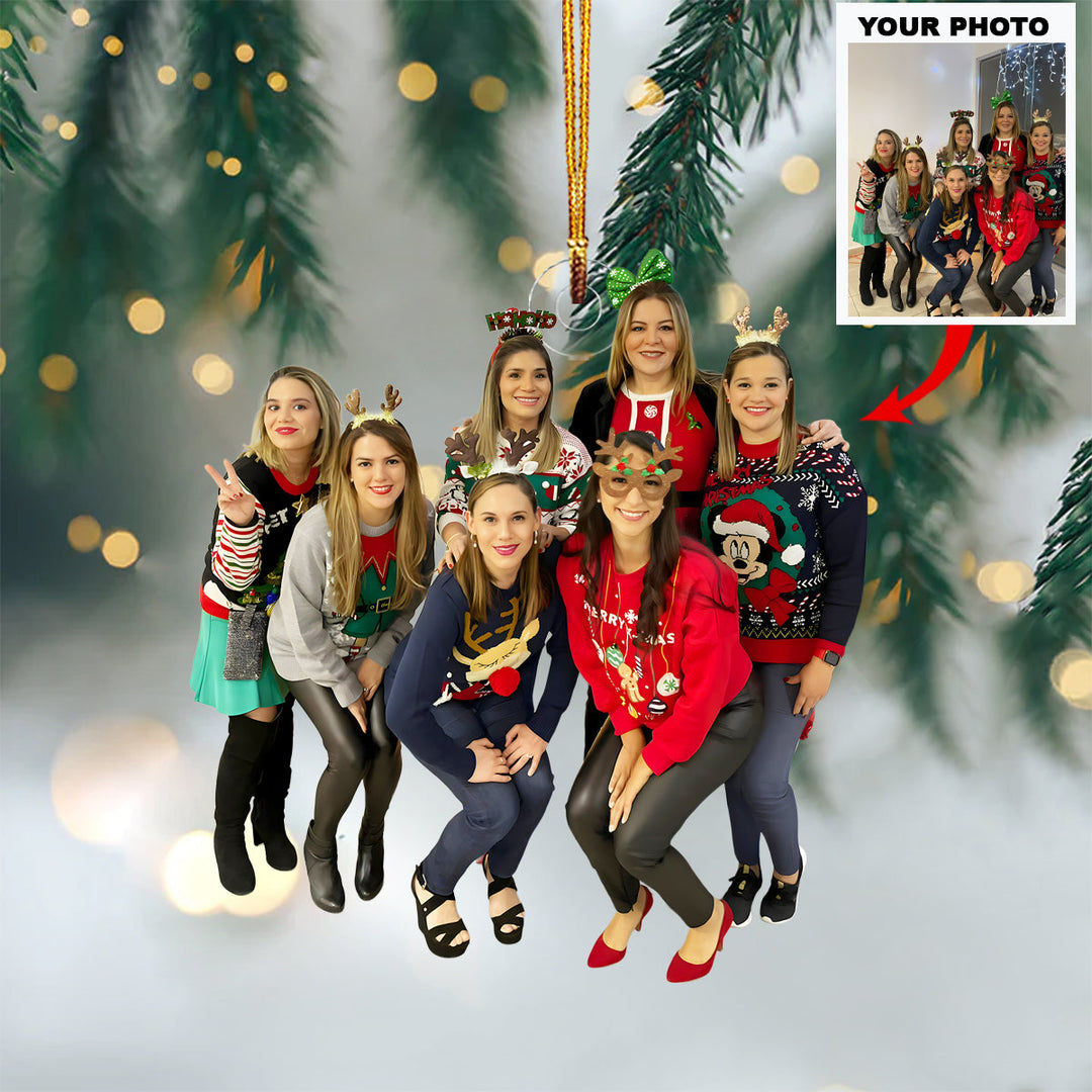 Cherished Family Xmas - Personalized Photo Mica Ornament - Christmas Gift For Family Members