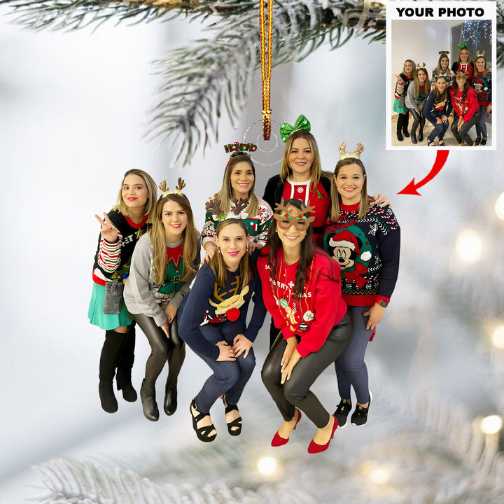 Cherished Family Xmas - Personalized Photo Mica Ornament - Christmas Gift For Family Members