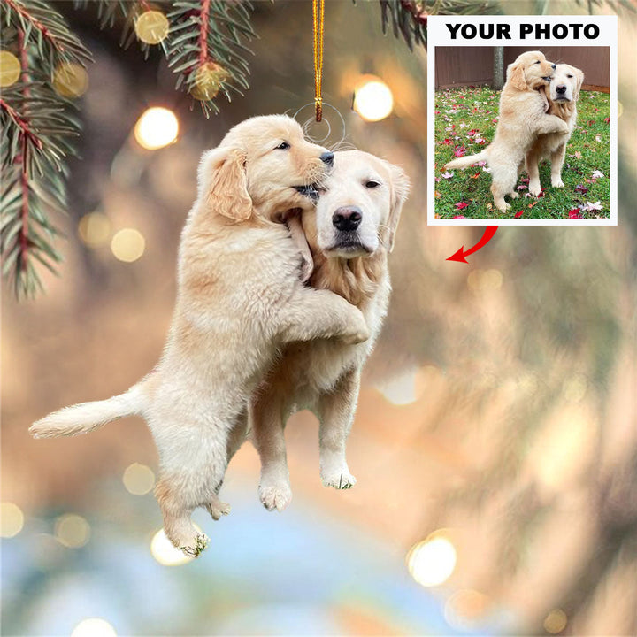Puppy Kisses - Personalized Photo Mica Ornament - Christmas Gift For Pet Lovers