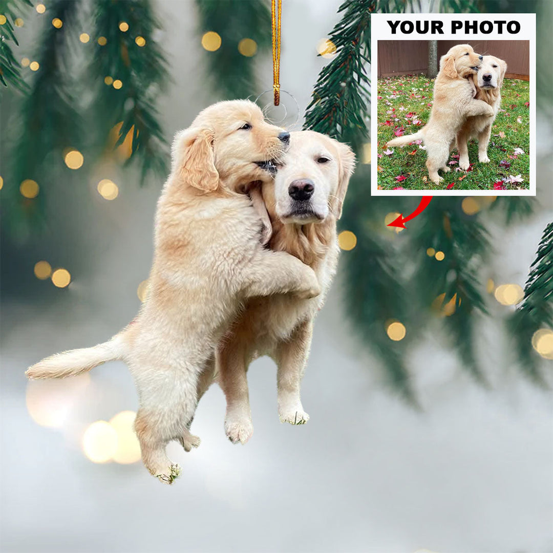 Puppy Kisses - Personalized Photo Mica Ornament - Christmas Gift For Pet Lovers